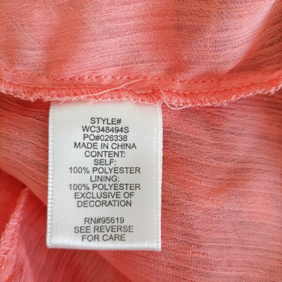 Studio Womens Peachy Pink Round Neck Bell Sleeve Floral Peasant Top Size 2X - Picture 6 of 7